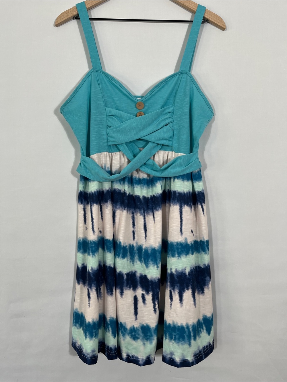 Teal Sleeveless Tie-Front Dress